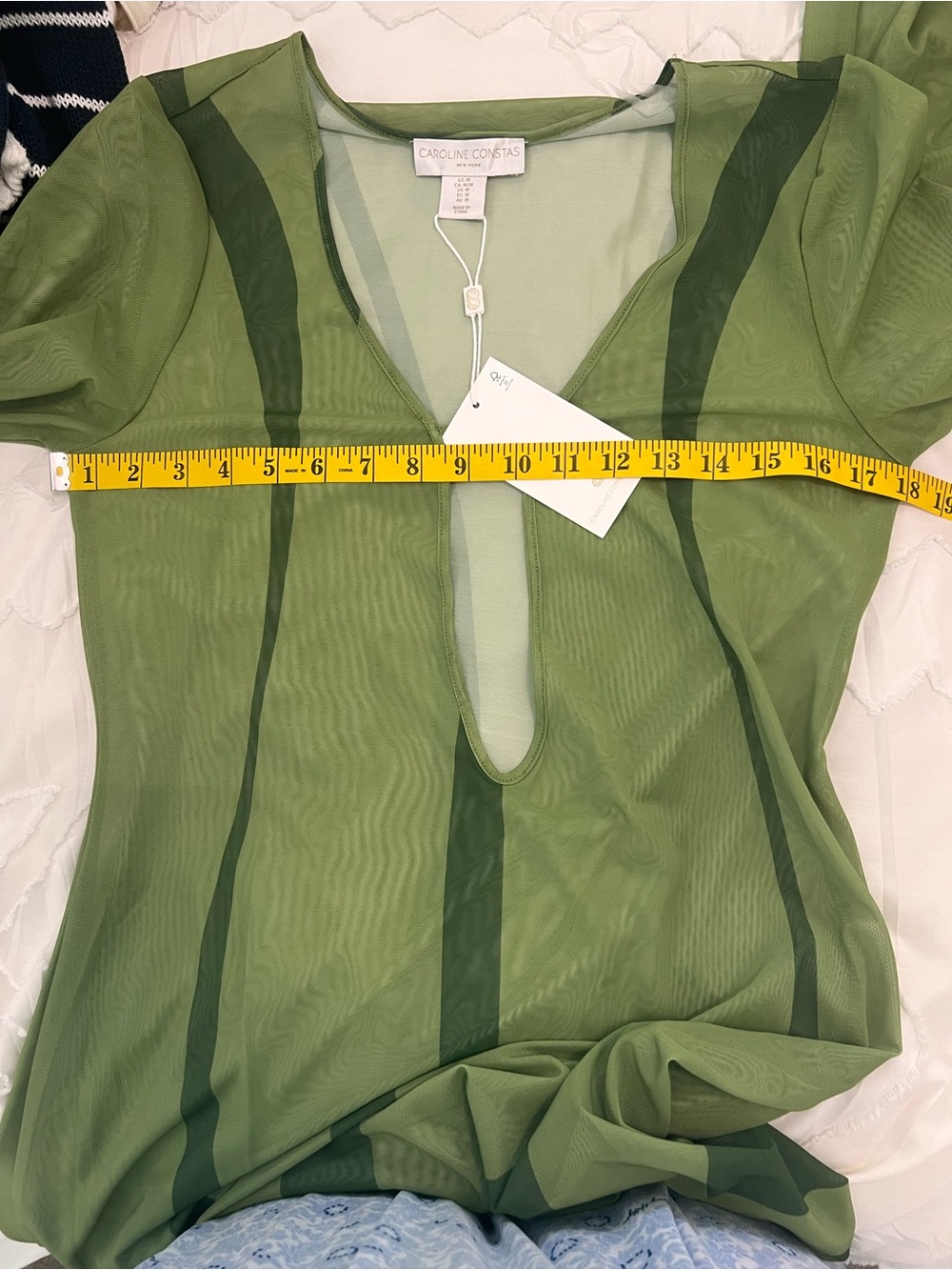 Caroline Constas Olive Green Sheer Mesh Cover-Up Dress M - Picture 8 of 8